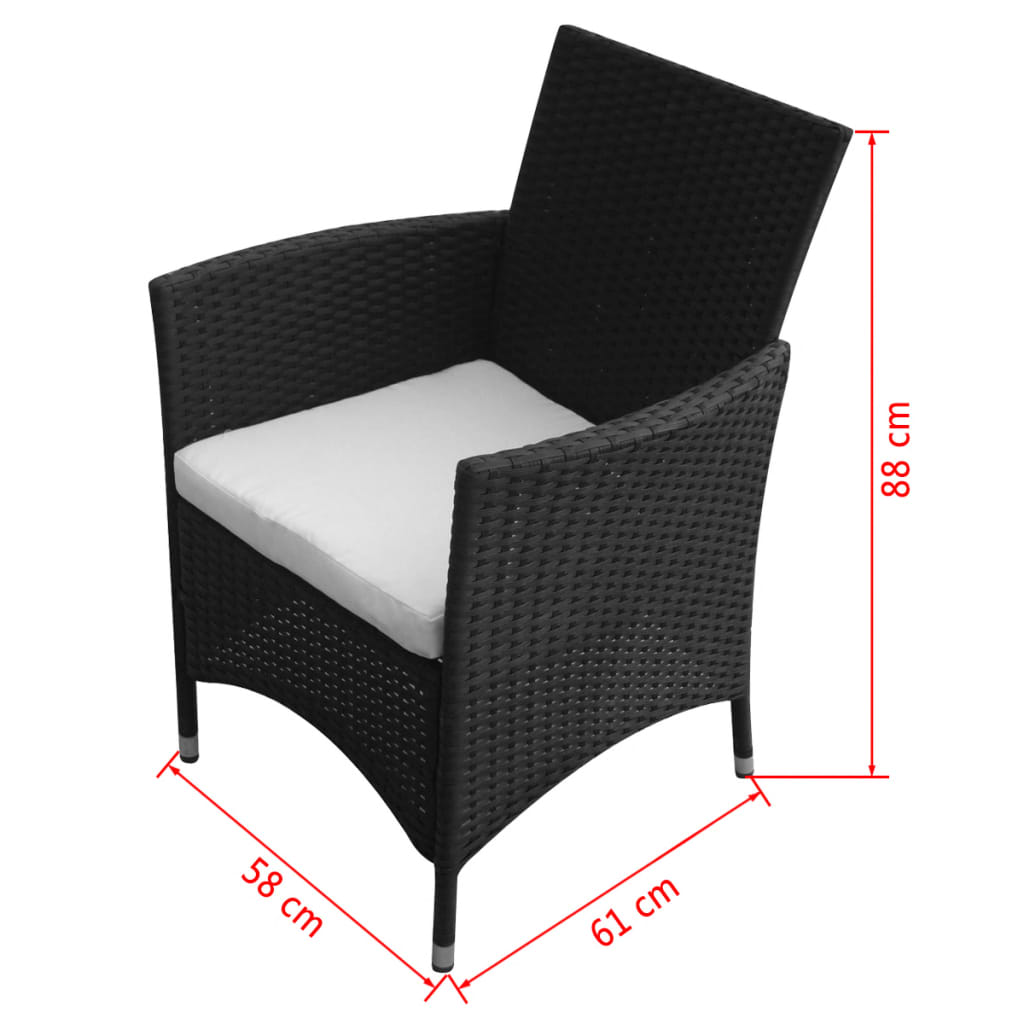 Garden Chairs 2 pcs Poly Rattan Black