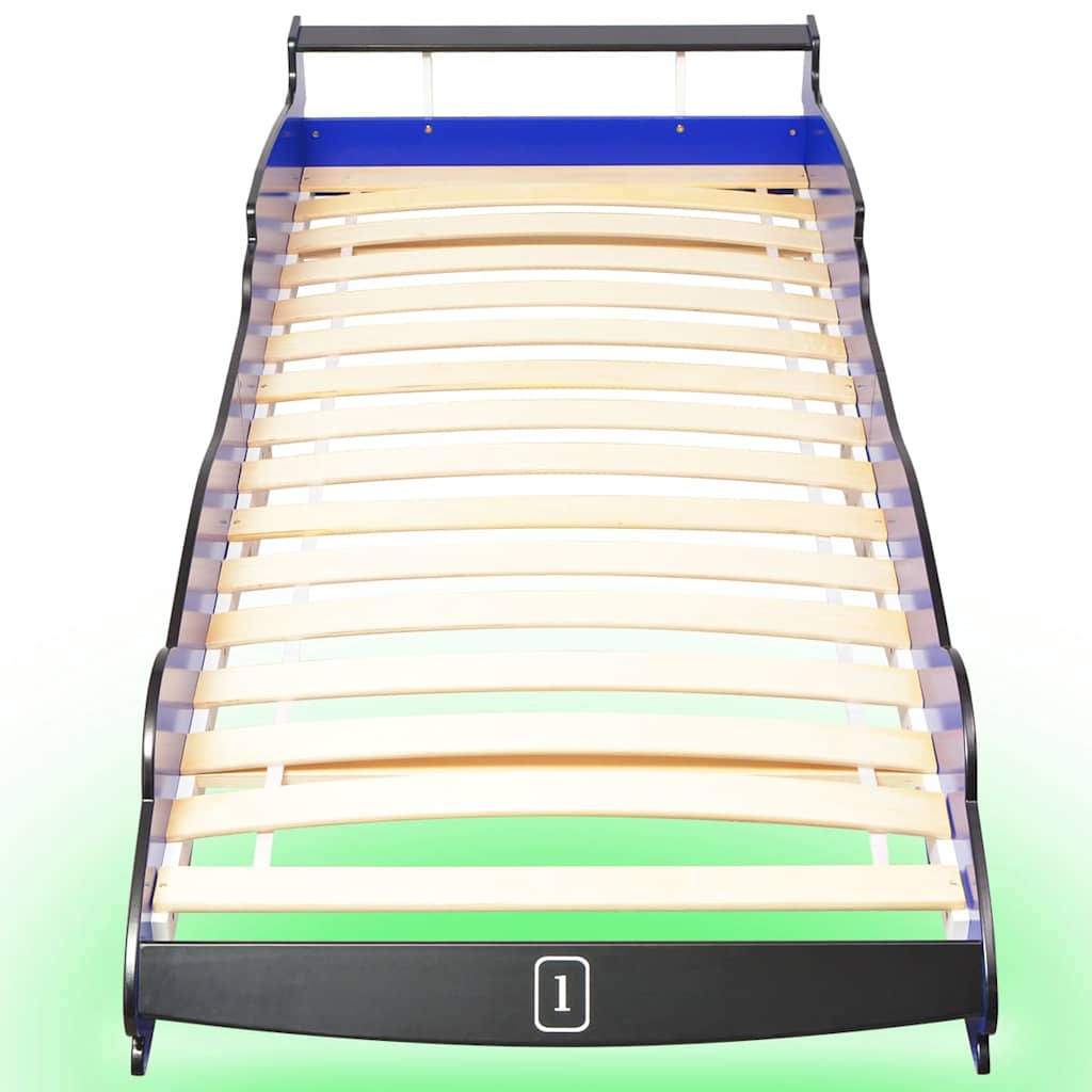 Children's LED Race Car Bed 90x200 cm Blue