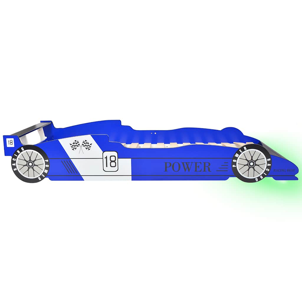 Children's LED Race Car Bed 90x200 cm Blue