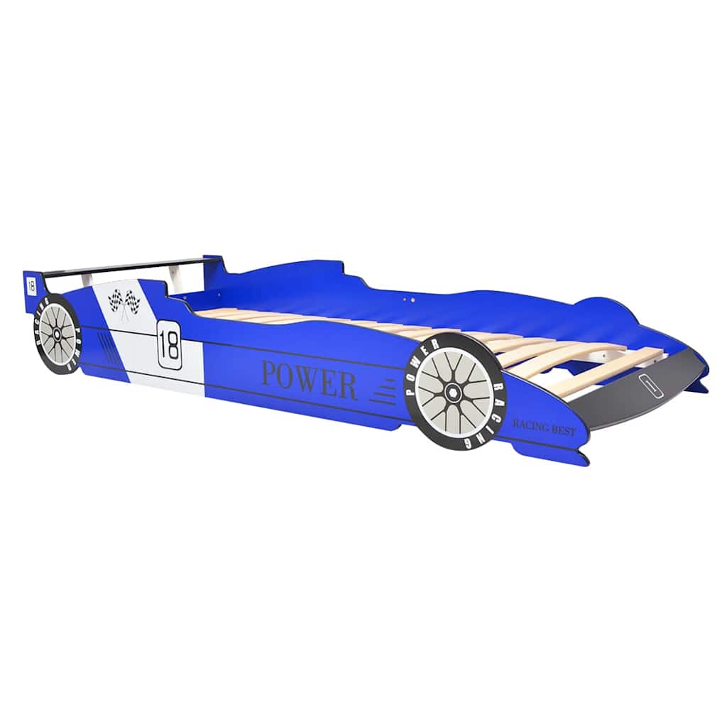 Children's LED Race Car Bed 90x200 cm Blue