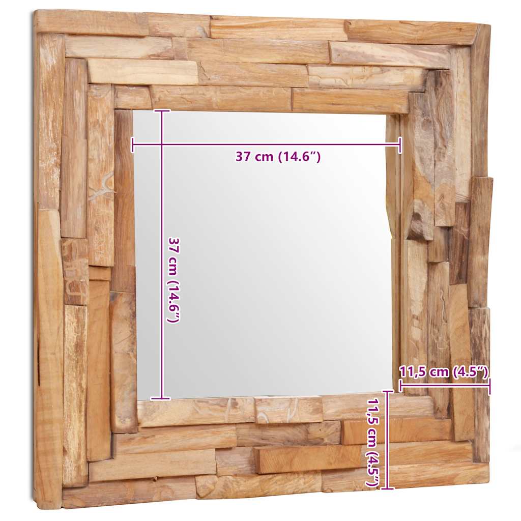 Decorative Mirror Teak Square