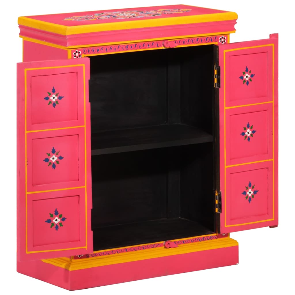 Sideboard Solid Mango Wood Pink Hand Painted