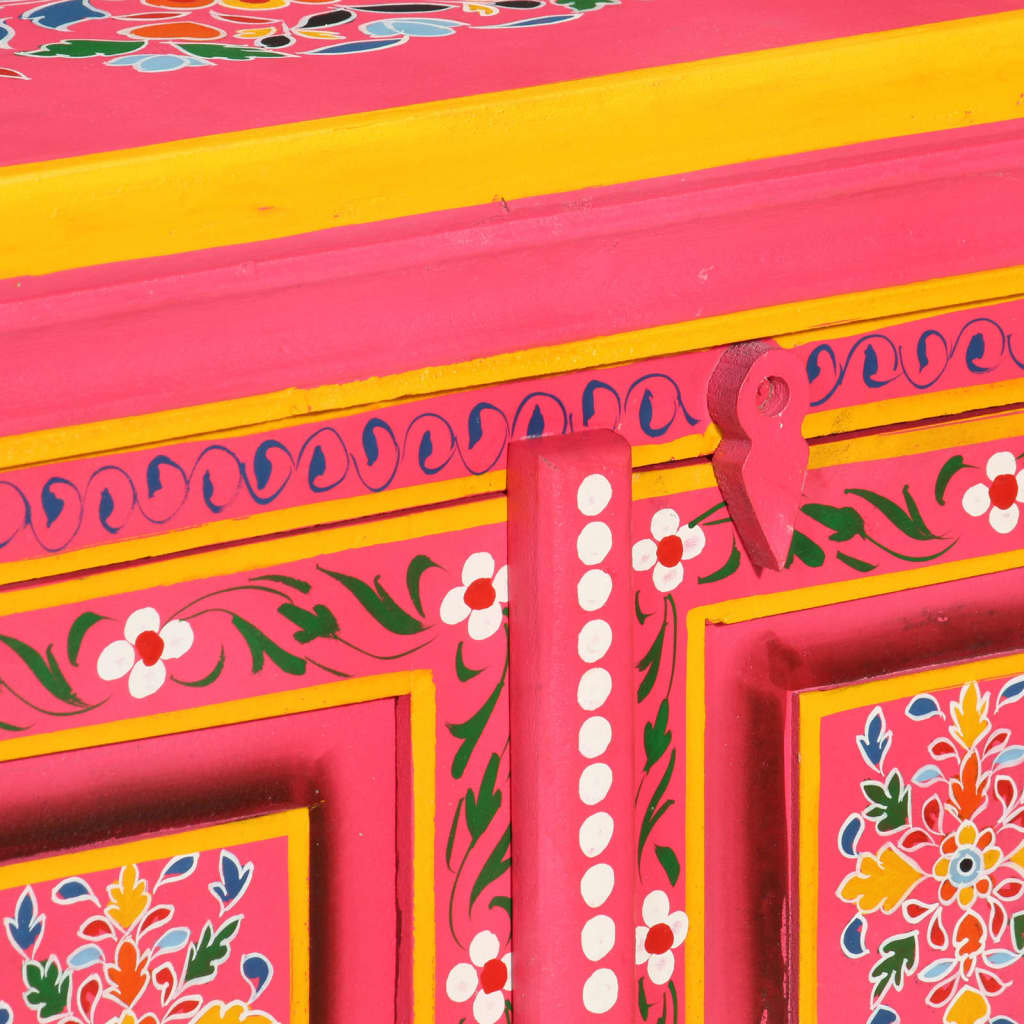 Sideboard Solid Mango Wood Pink Hand Painted