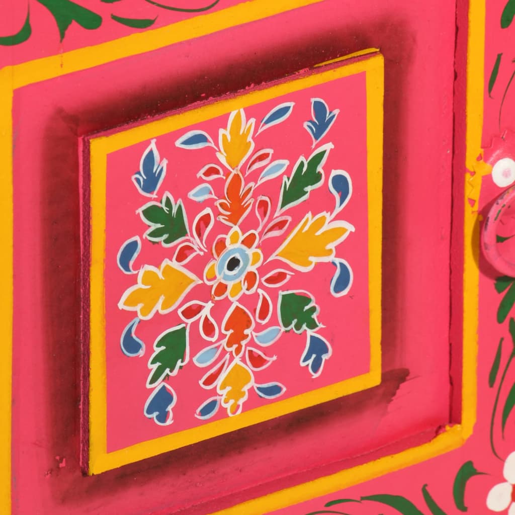 Sideboard Solid Mango Wood Pink Hand Painted