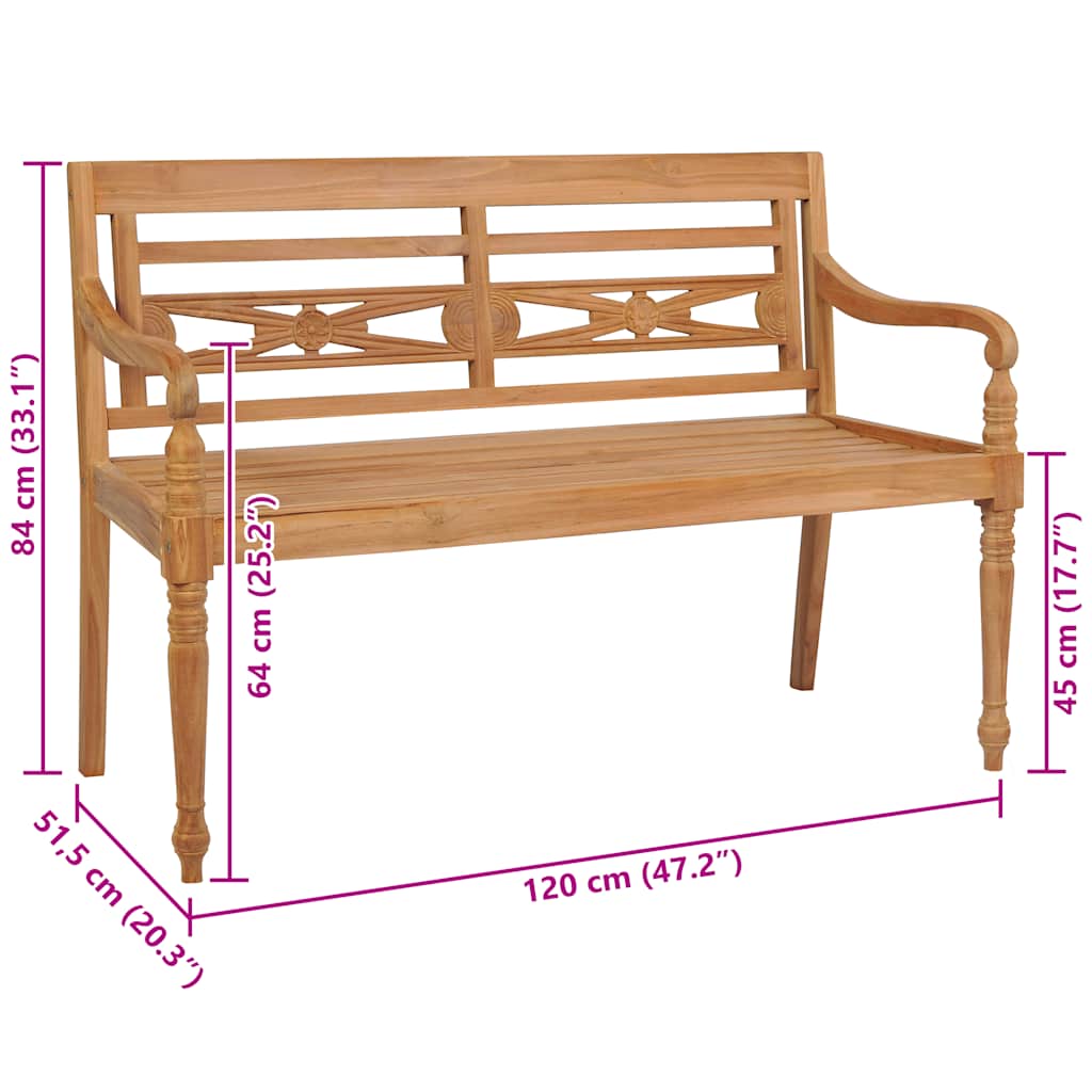 Batavia Bench 120 cm Teak