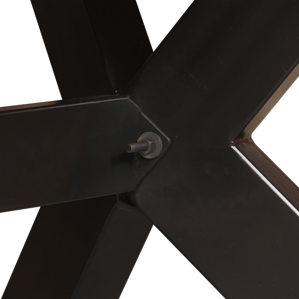 Dining Table Solid Mango Wood and Steel Cross 180 cm