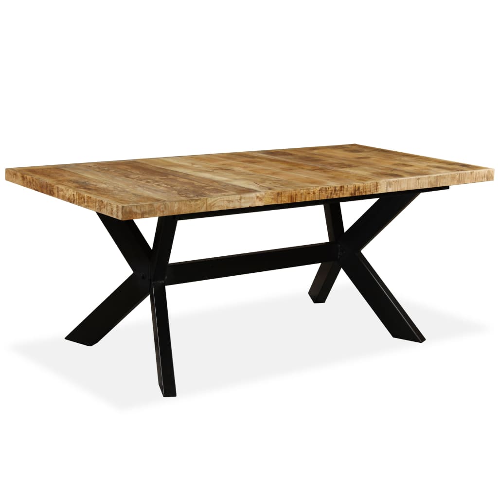 Dining Table Solid Mango Wood and Steel Cross 180 cm