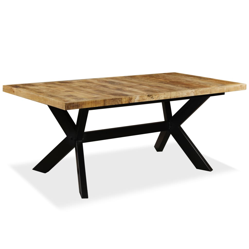 Dining Table Solid Mango Wood and Steel Cross 180 cm