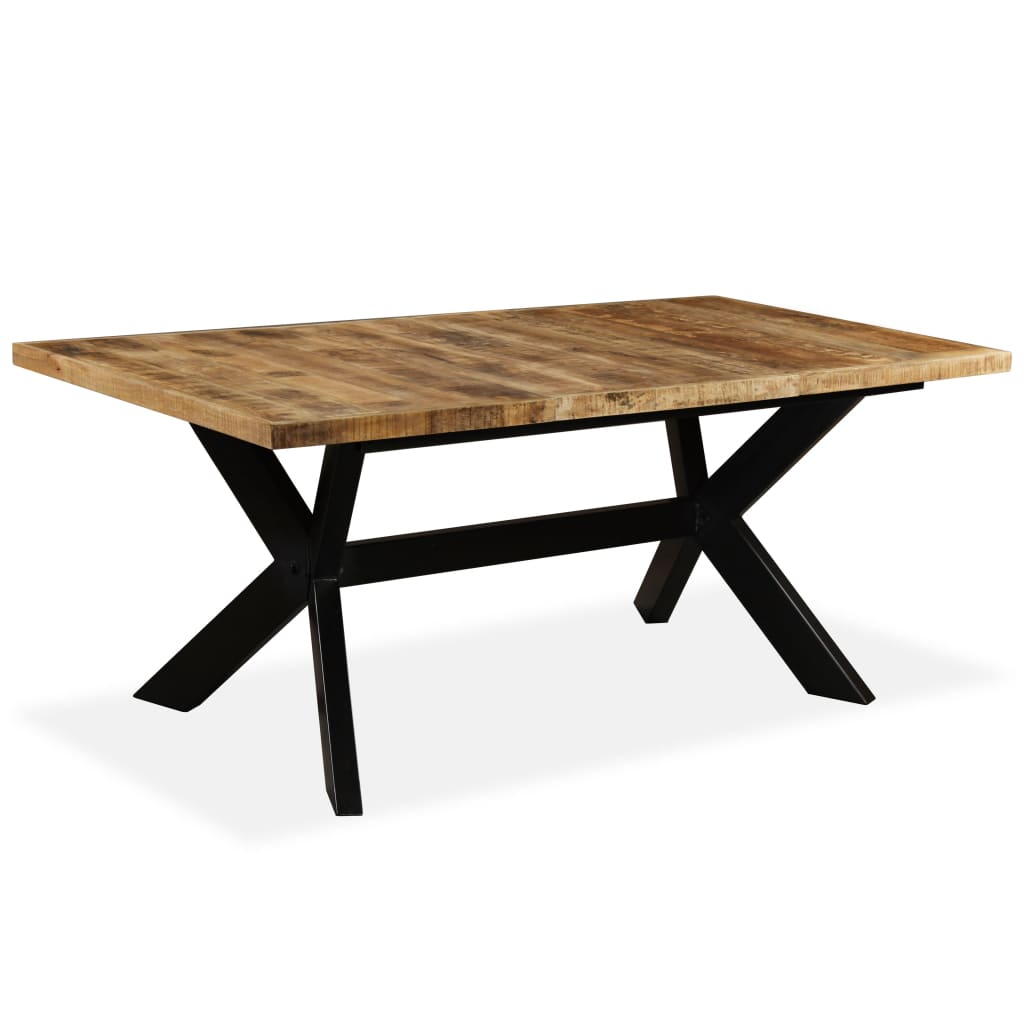 Dining Table Solid Mango Wood and Steel Cross 180 cm