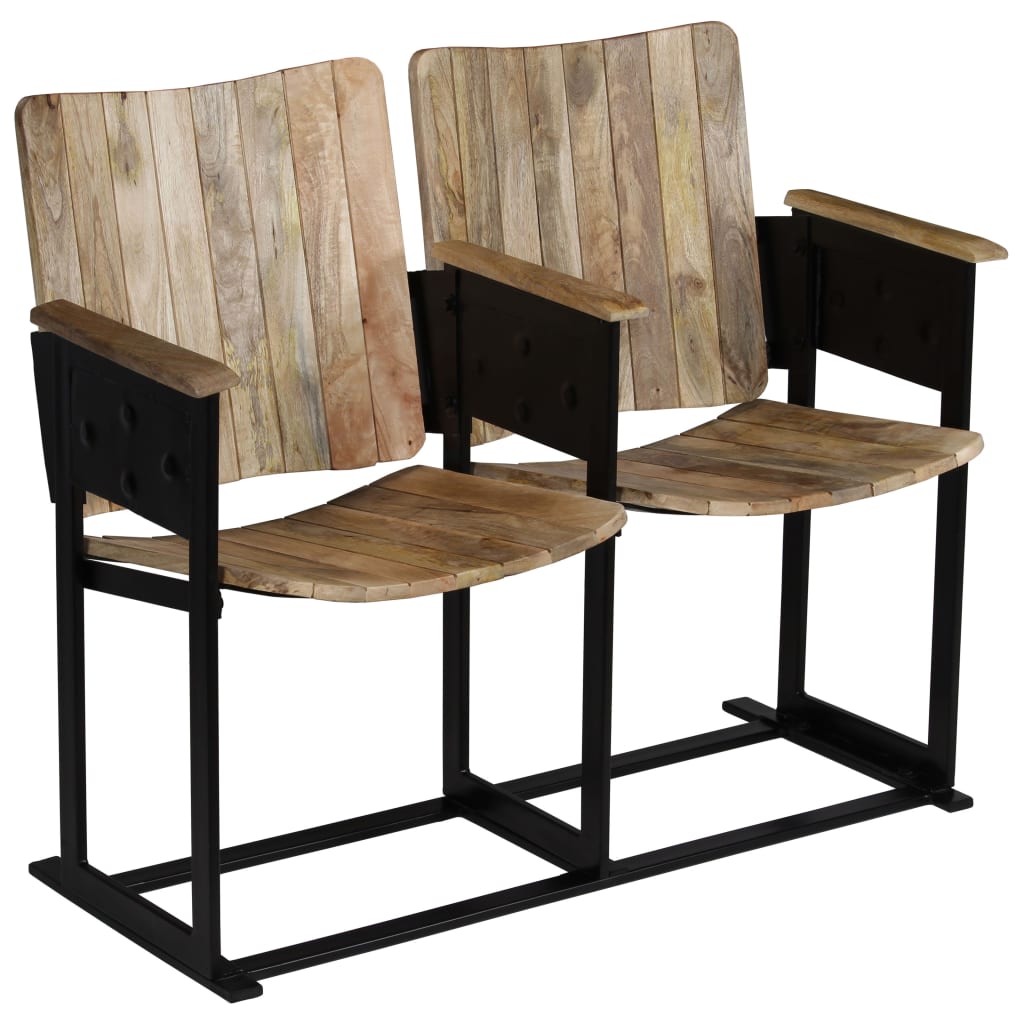 2-Seater Bench Solid Mango Wood And Steel