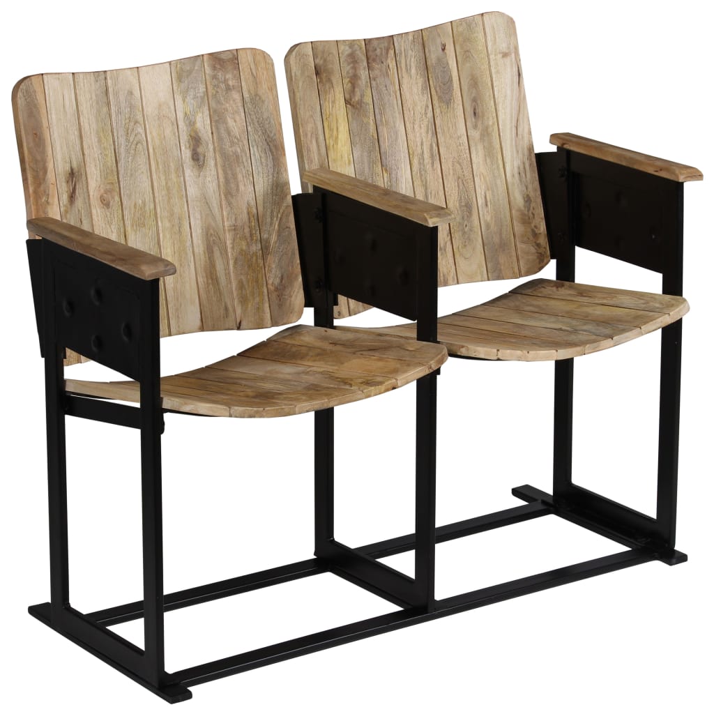 2-Seater Bench Solid Mango Wood And Steel