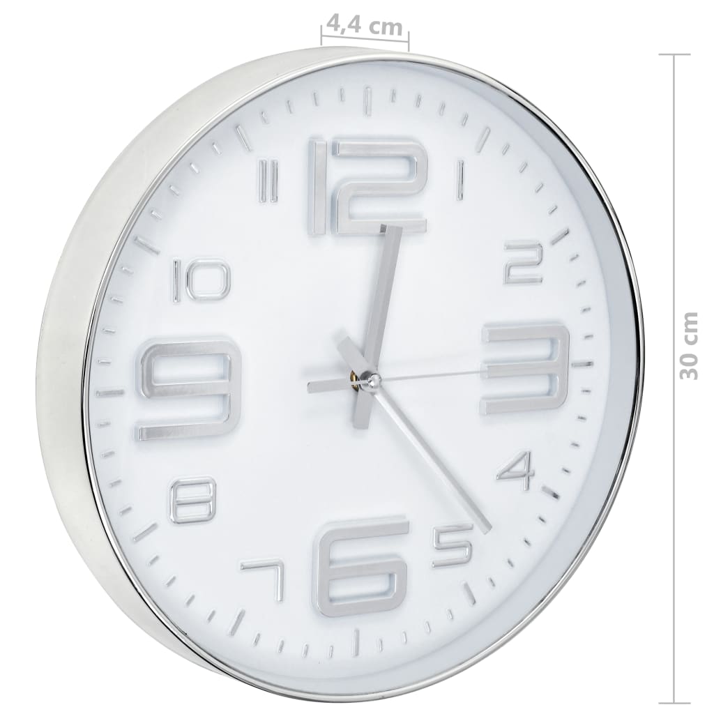 Wall Clock 30 cm Silver