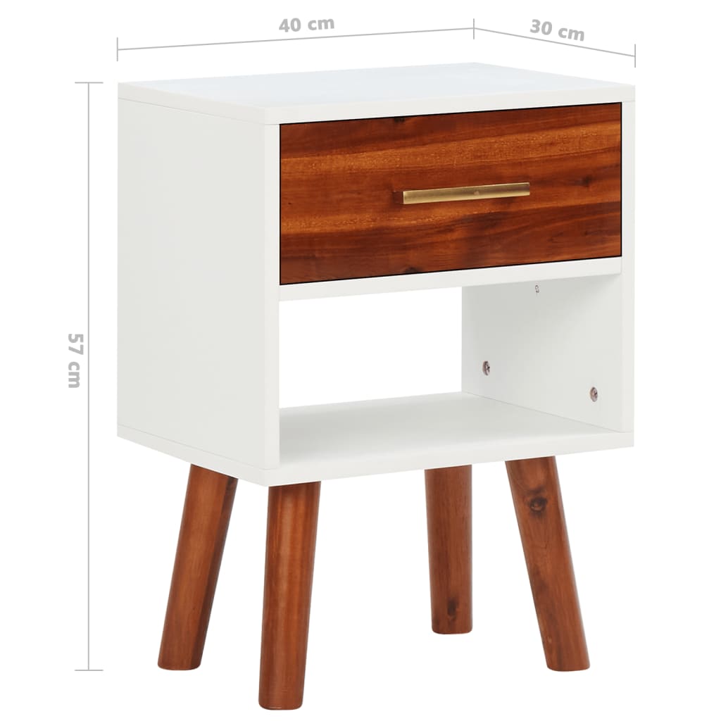 Bedside Cabinet Solid Acacia Wood 40x30x57 cm