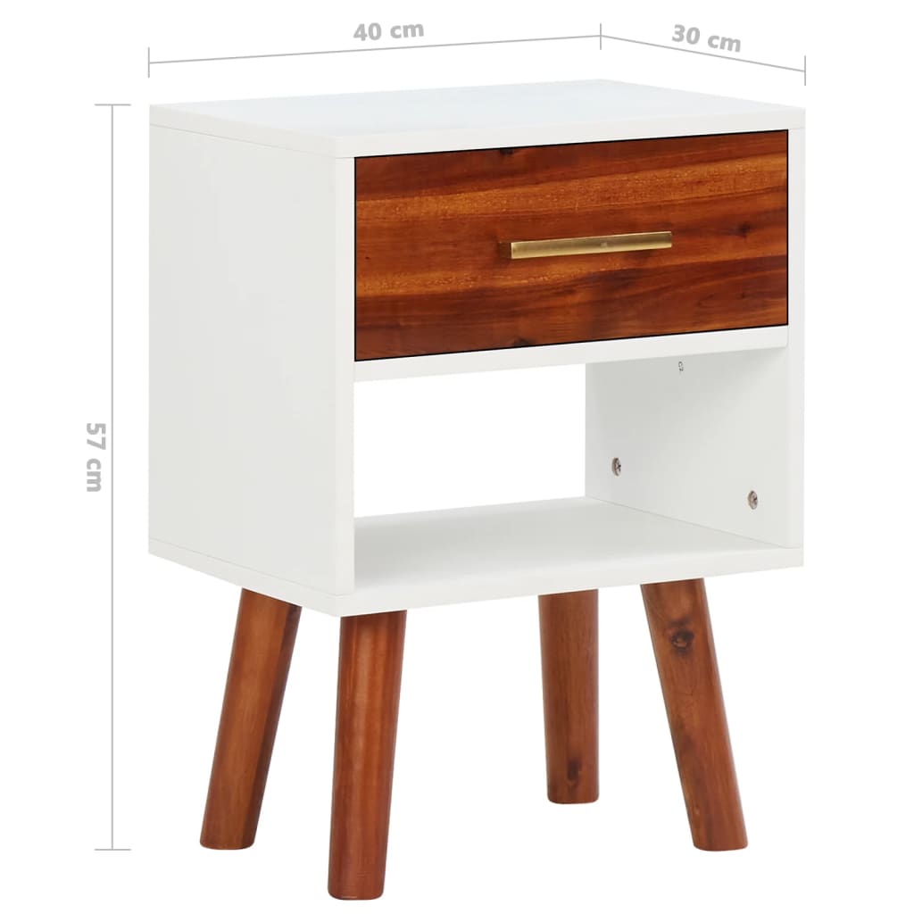 Bedside Cabinets 2 pcs Solid Acacia Wood 40x30x57 cm