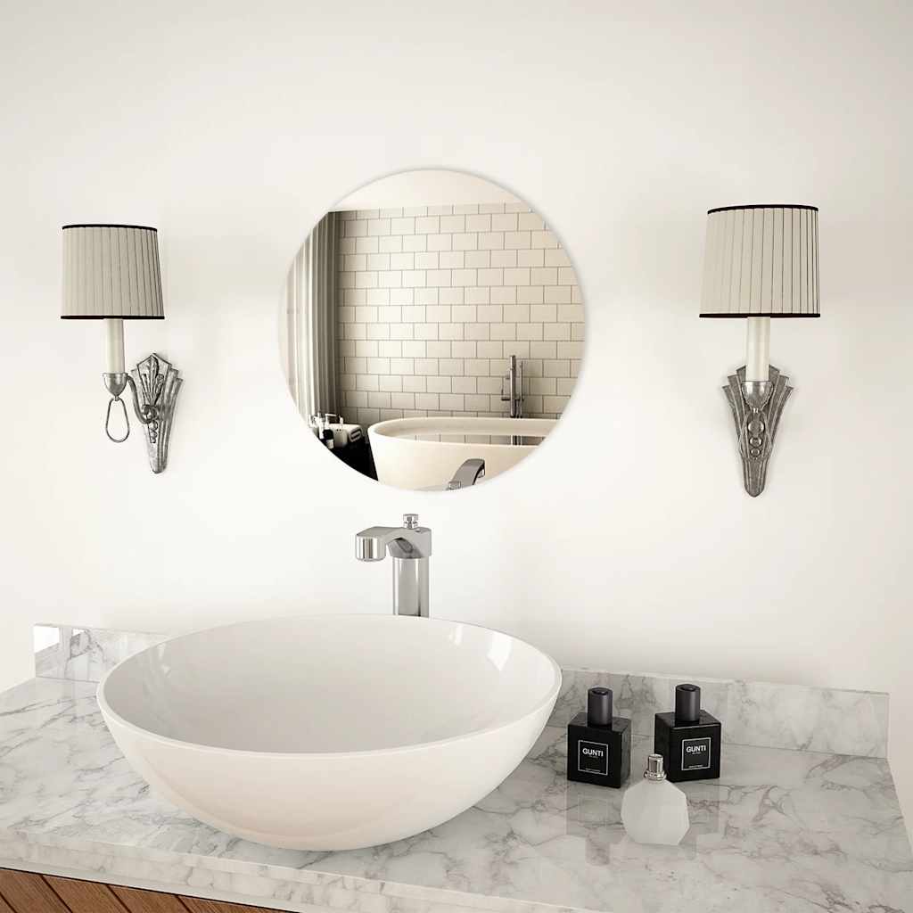 Wall Frameless Mirror With Led Lights Rectangular Glass