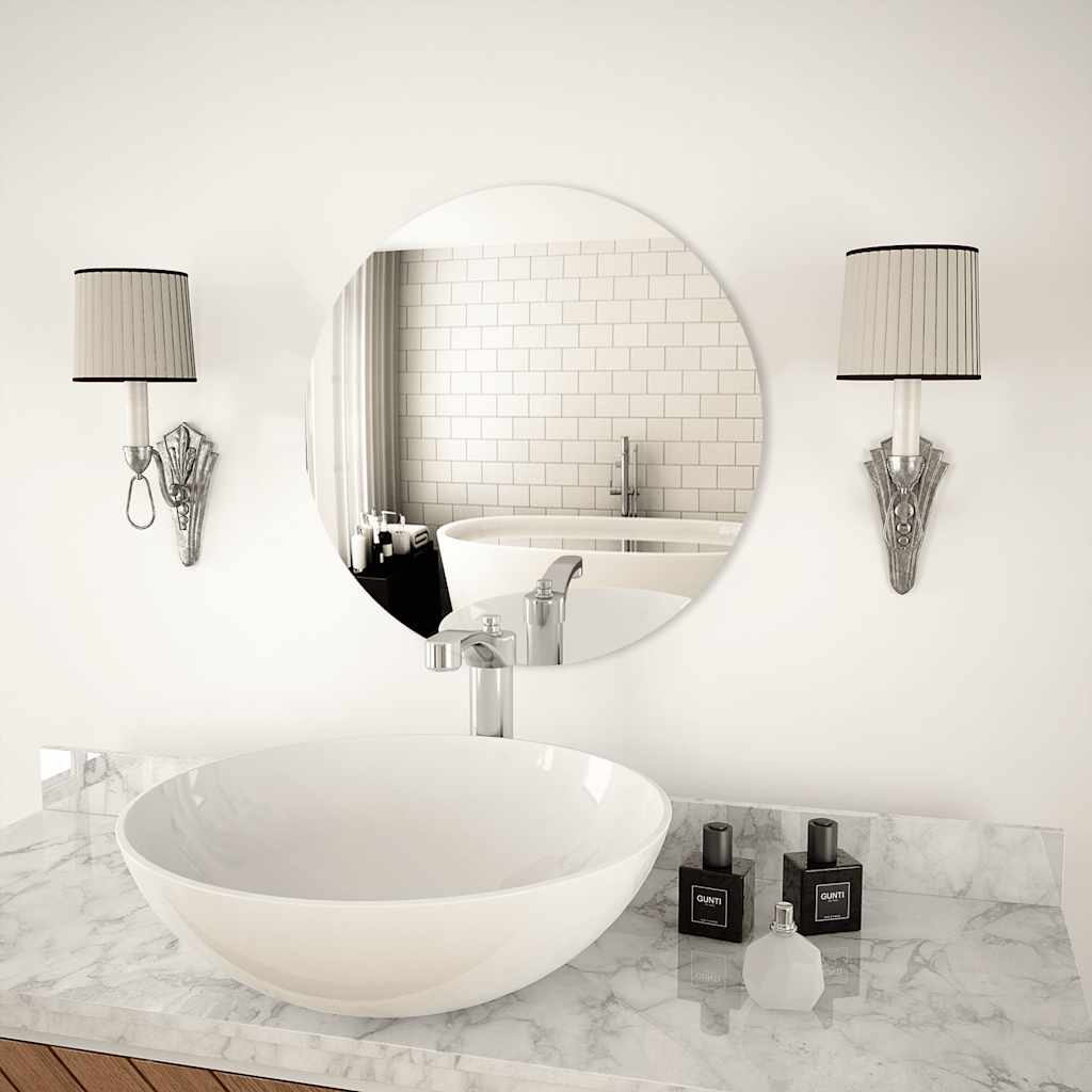 Wall Frameless Mirror With Led Lights Rectangular Glass