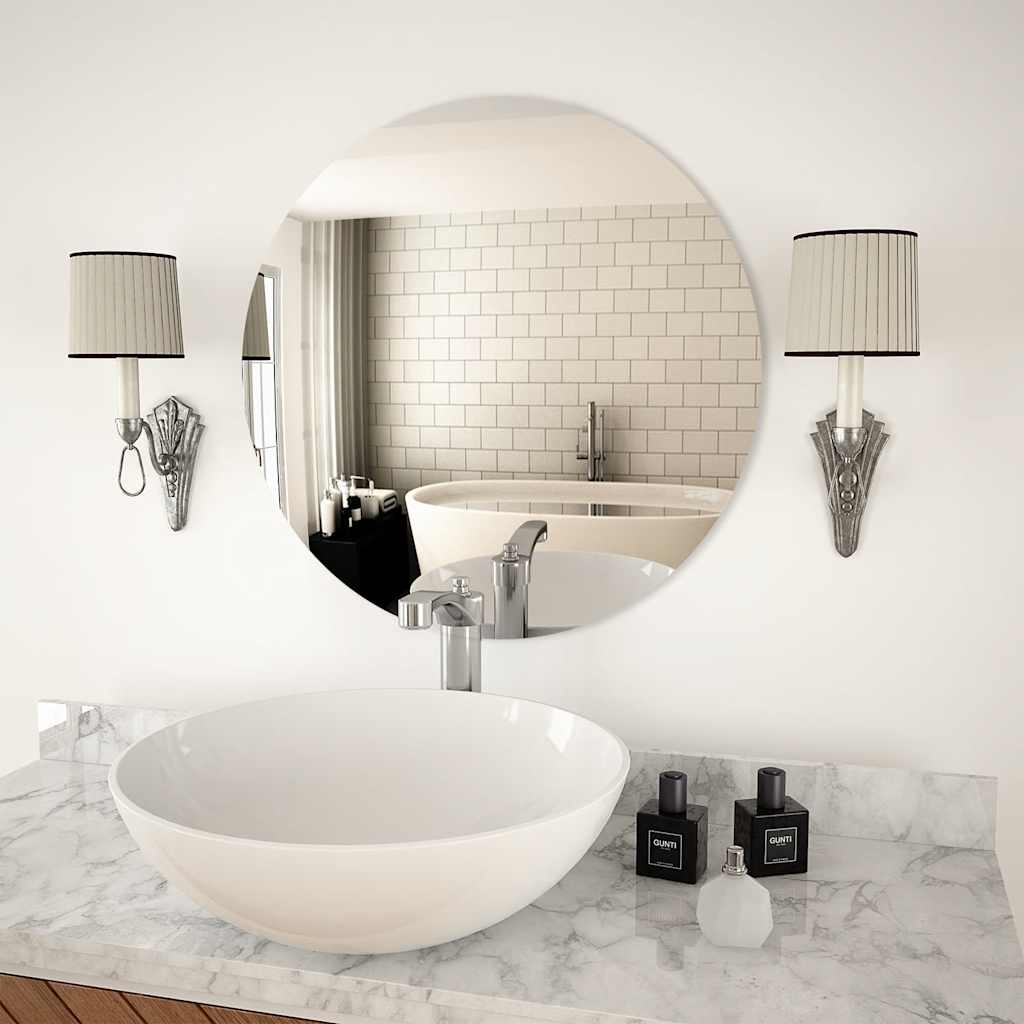 Wall Frameless Mirror With Led Lights Rectangular Glass