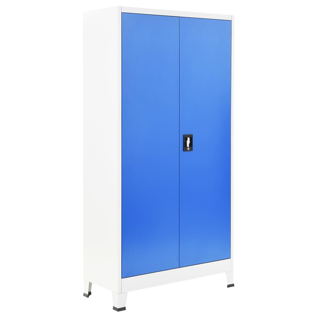 Locker Cabinet with 2 Doors Metal 90x40x180 cm Grey and Blue