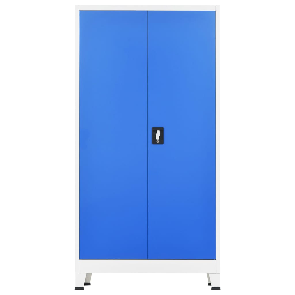 Locker Cabinet with 2 Doors Metal 90x40x180 cm Grey and Blue