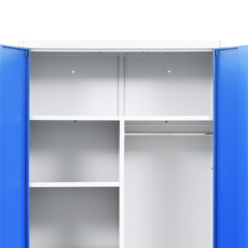 Locker Cabinet with 2 Doors Metal 90x40x180 cm Grey and Blue