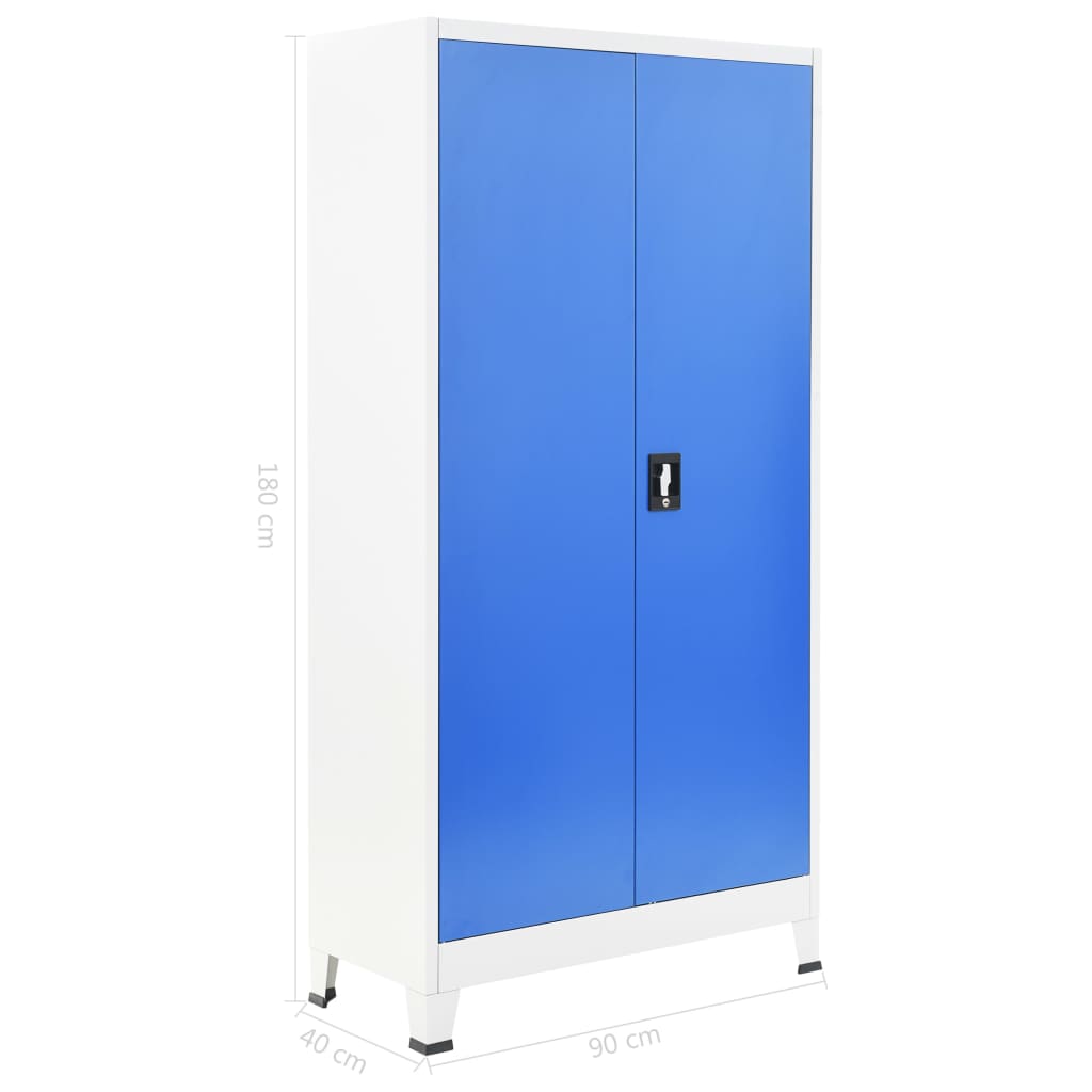 Locker Cabinet with 2 Doors Metal 90x40x180 cm Grey and Blue