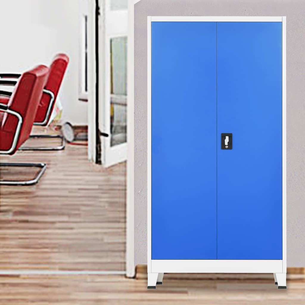 Locker Cabinet with 2 Doors Metal 90x40x180 cm Grey and Blue
