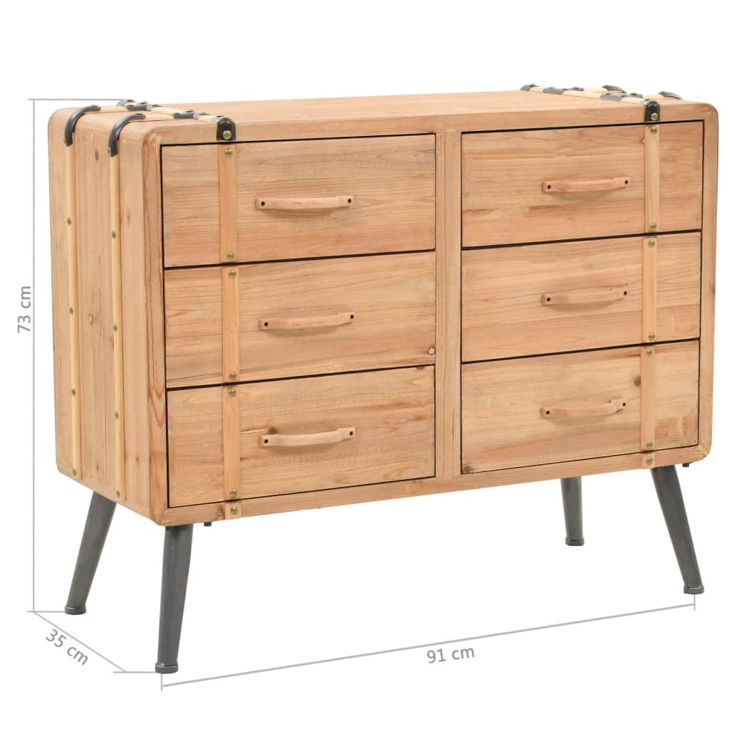 Drawer Cabinet Solid Fir Wood 91x35x73 cm