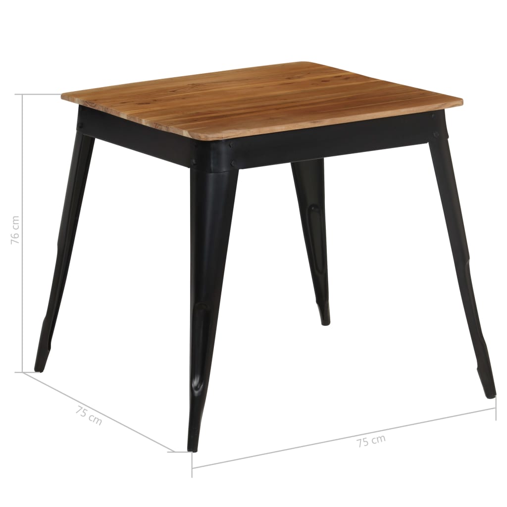 Dining Table Solid Acacia Wood and Steel 75x75x76 cm