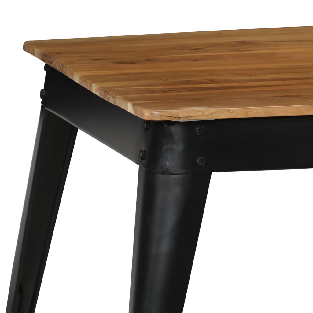 Dining Table Solid Acacia Wood and Steel 75x75x76 cm
