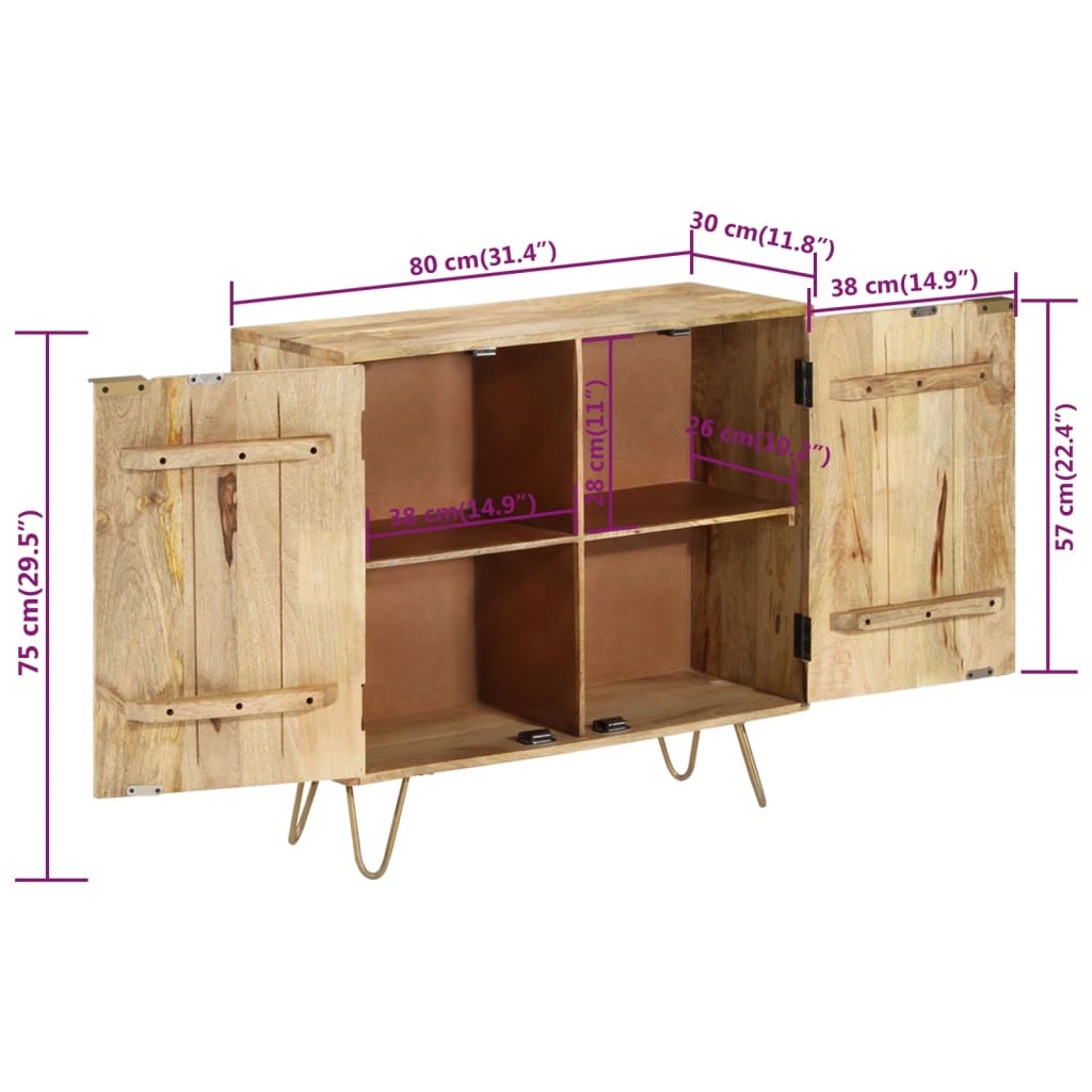 Sideboard 80x30x75 cm Solid Wood Mango