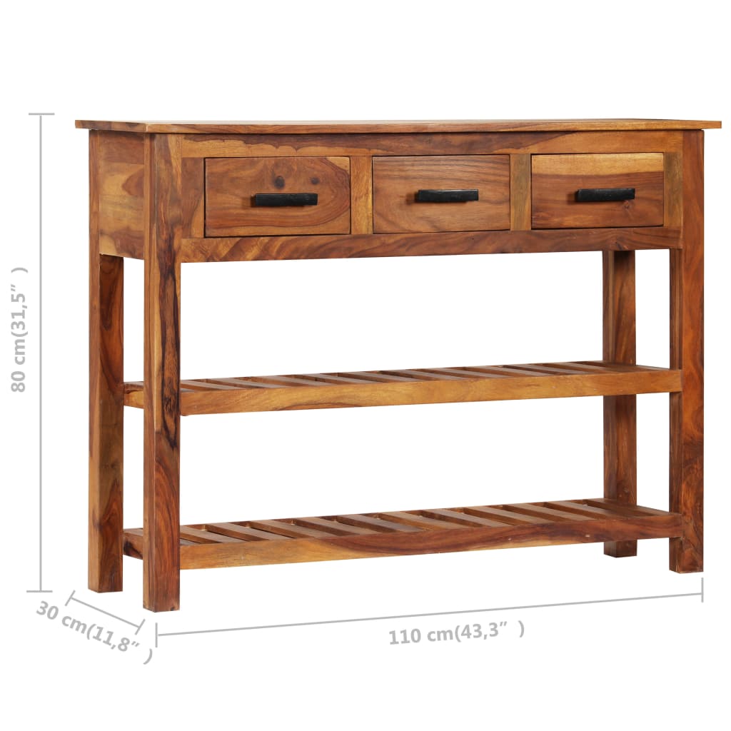 Sideboard with 3 Drawers 110x30x80 cm Solid Wood