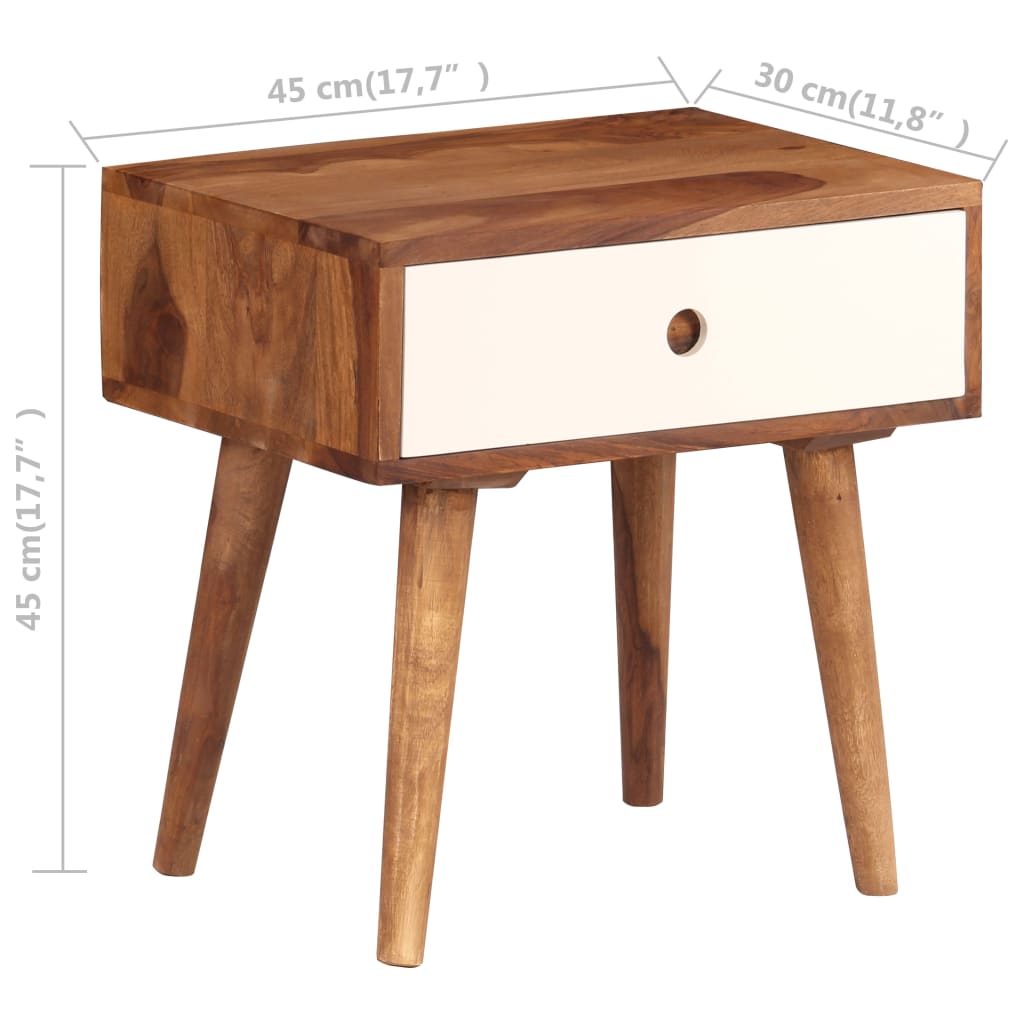 Bedside Table Solid Acacia Wood 45x30x45 cm