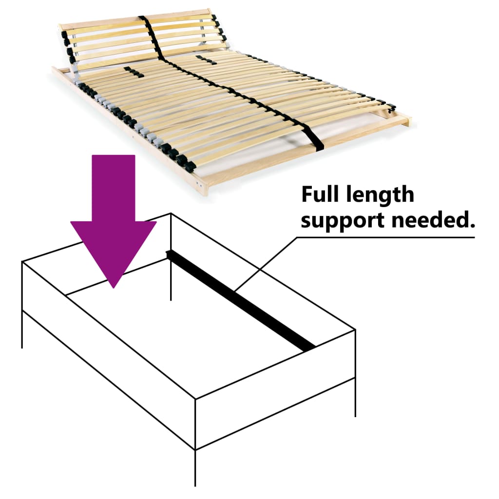 Slatted Bed Base without Mattress with 28 Slats 7 Zones 100x200 cm
