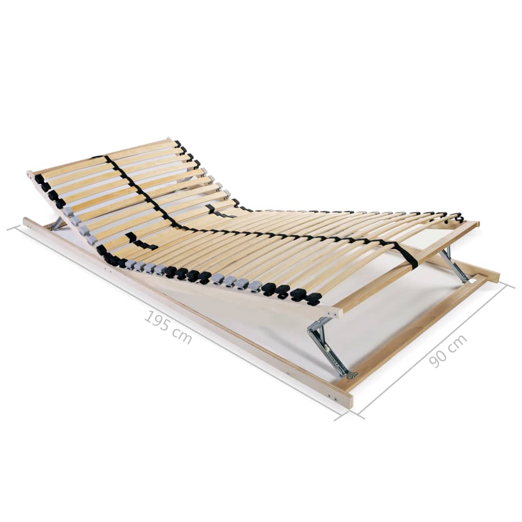 Slatted Bed Base without Mattress with 28 Slats 7 Zones 90x200 cm