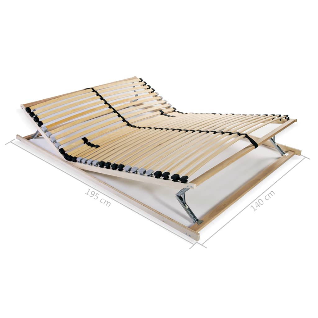 Slatted Bed Base without Mattress with 28 Slats 7 Zones 140x200 cm