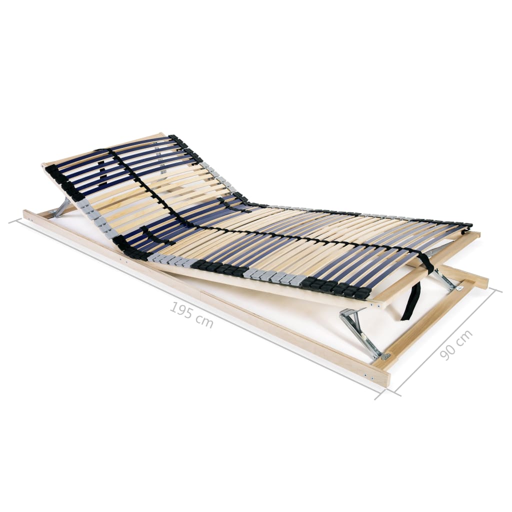Slatted Bed Base without Mattress with 42 Slats 7 Zones 90x200 cm