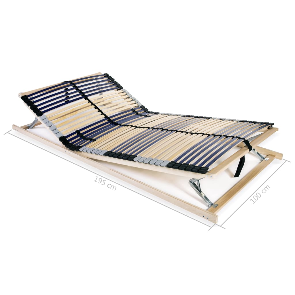 Slatted Bed Base without Mattress with 42 Slats 7 Zones 100x200 cm