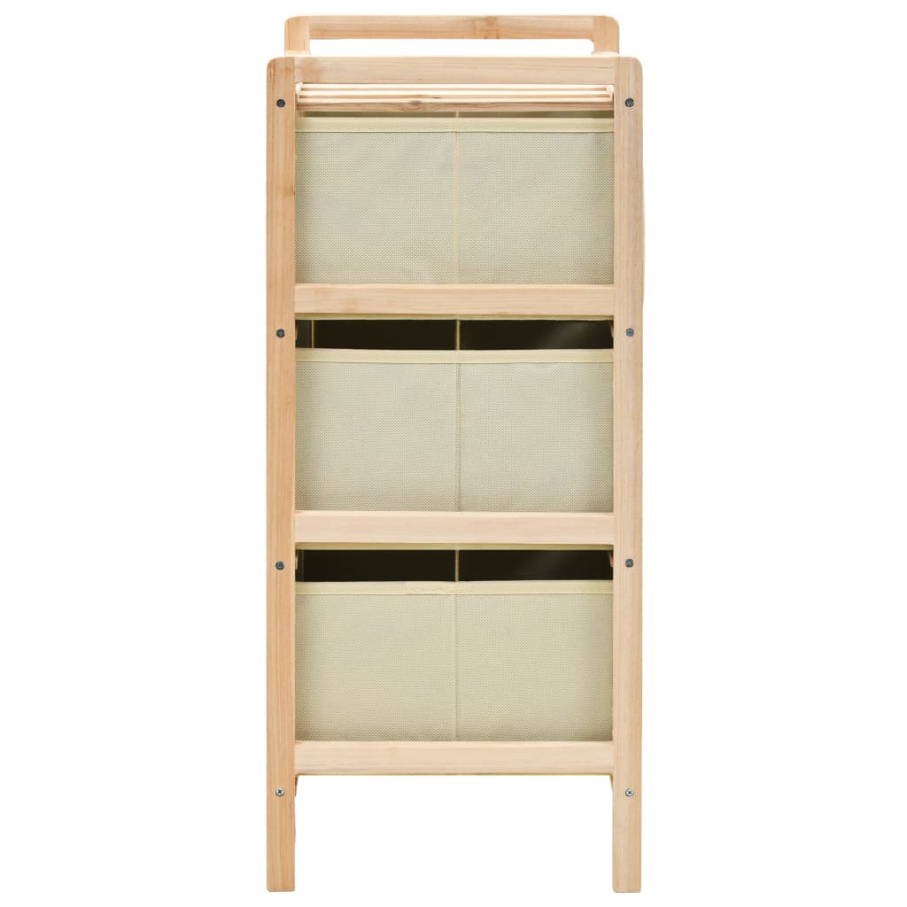Storage Rack with 3 Nonwoven Baskets Cedar Wood Beige