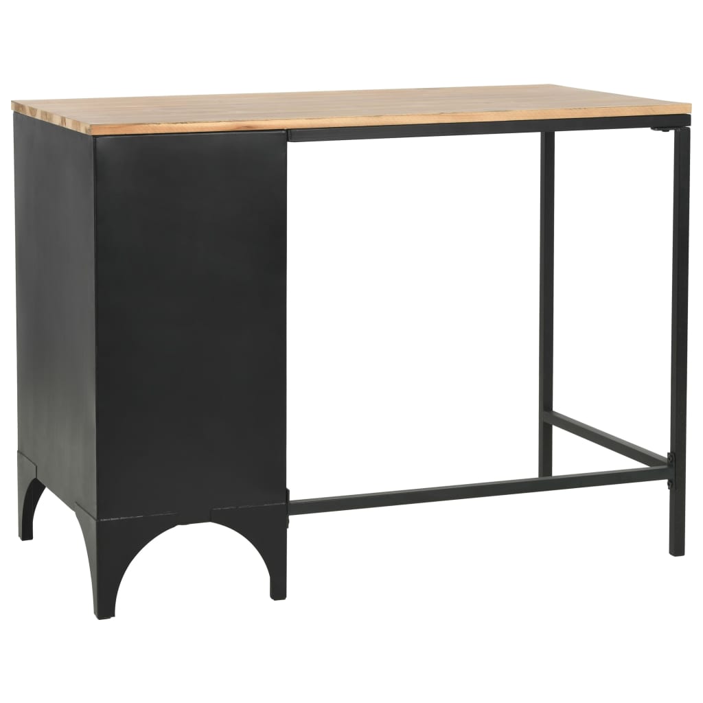 Single Pedestal Desk Solid Firwood and Steel 100x50x76 cm
