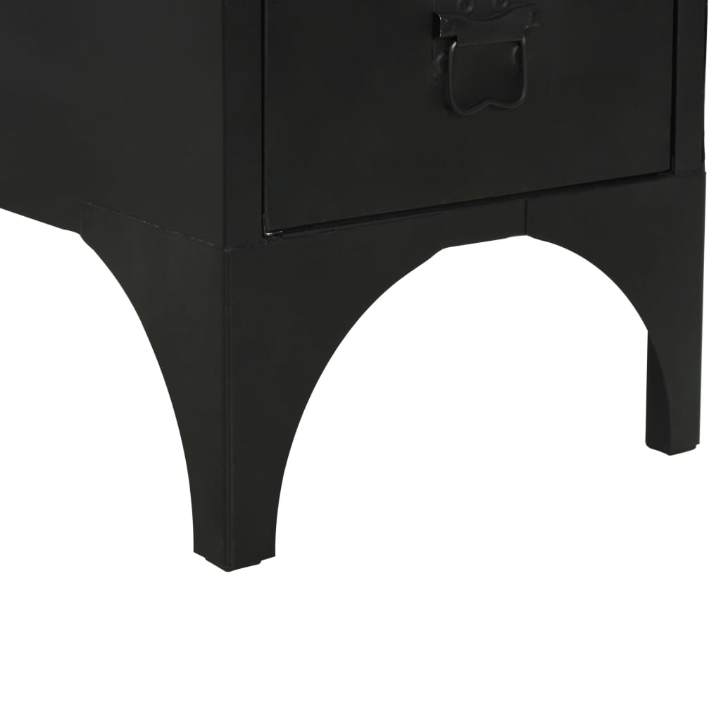Single Pedestal Desk Solid Firwood and Steel 100x50x76 cm