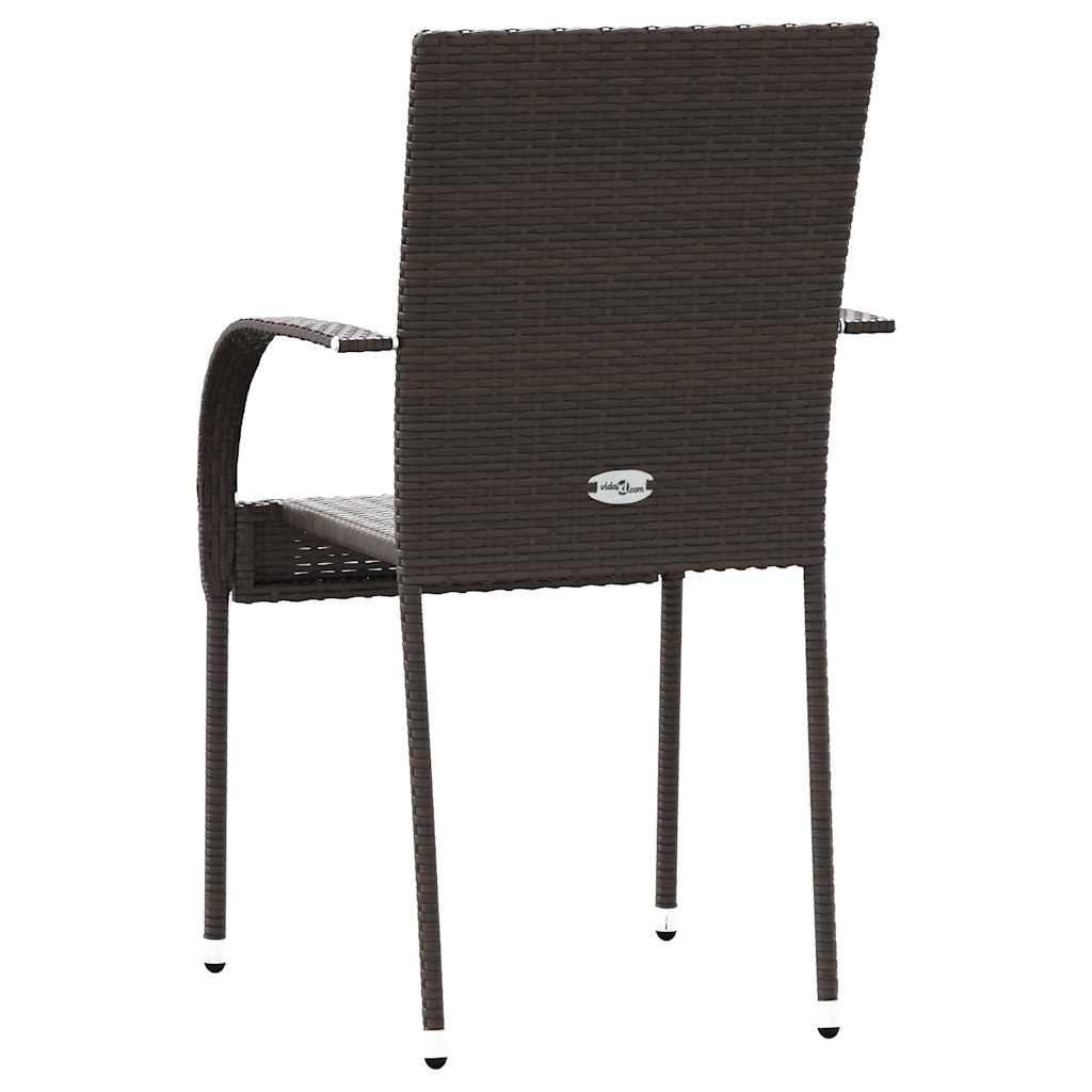 Stackable Outdoor Chairs 2 pcs Poly Rattan Brown