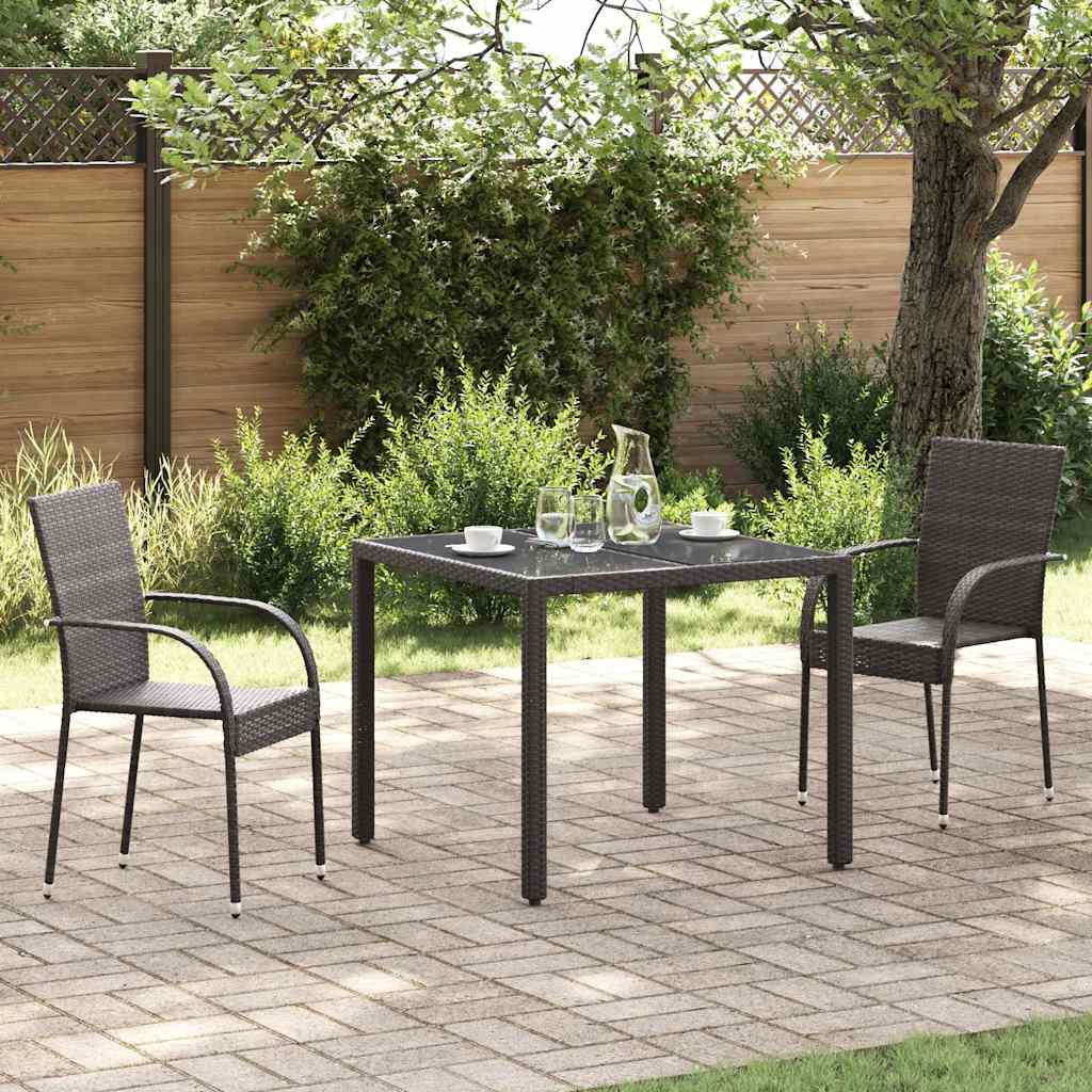 Stackable Outdoor Chairs 2 pcs Poly Rattan Brown
