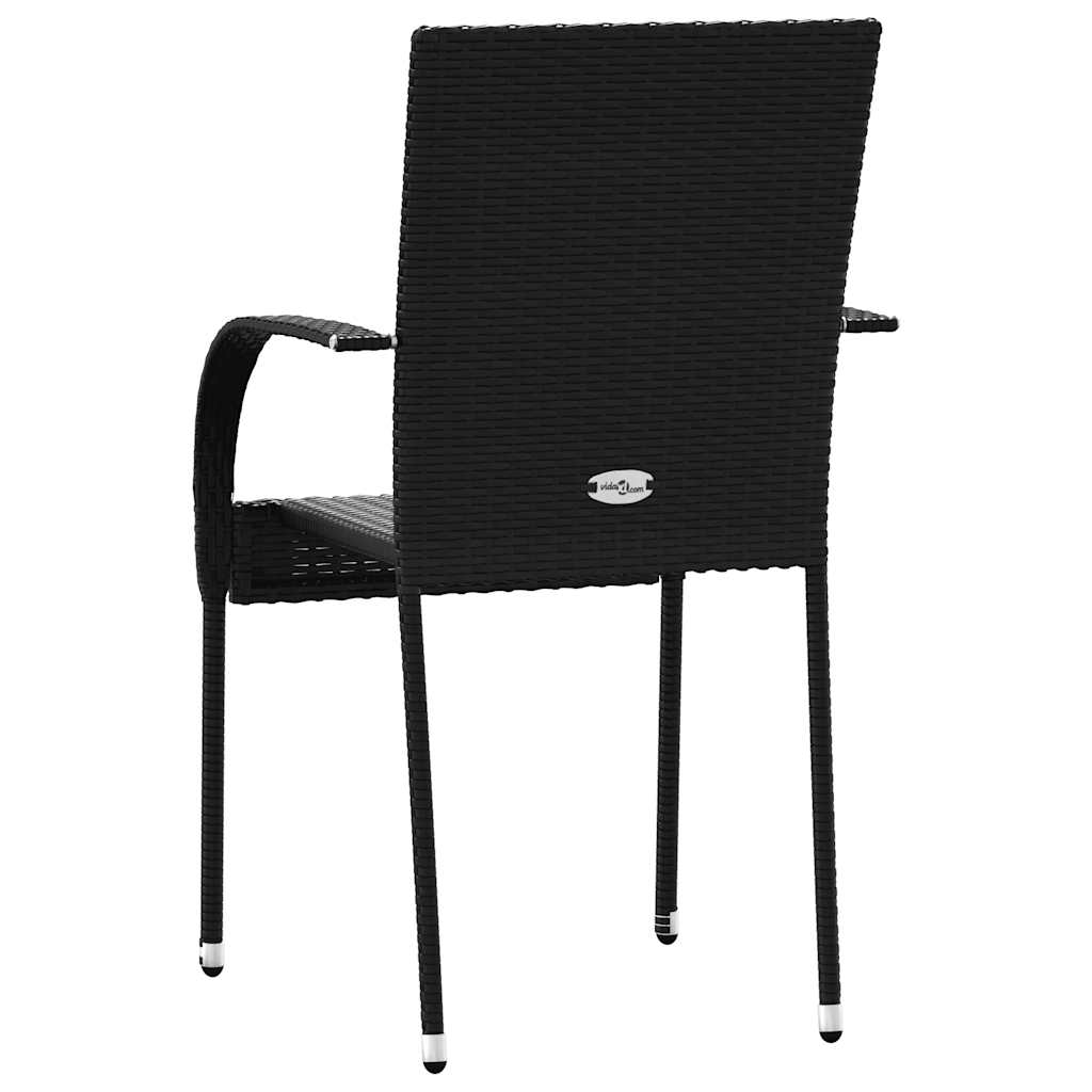 Stackable Outdoor Chairs 2 pcs Poly Rattan Black