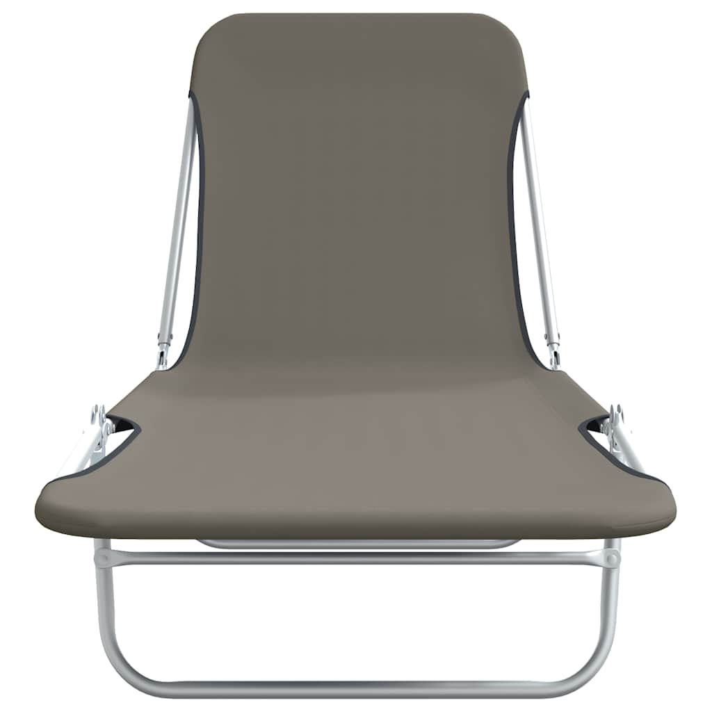 Folding Sun Loungers 2 pcs Steel and Fabric Grey