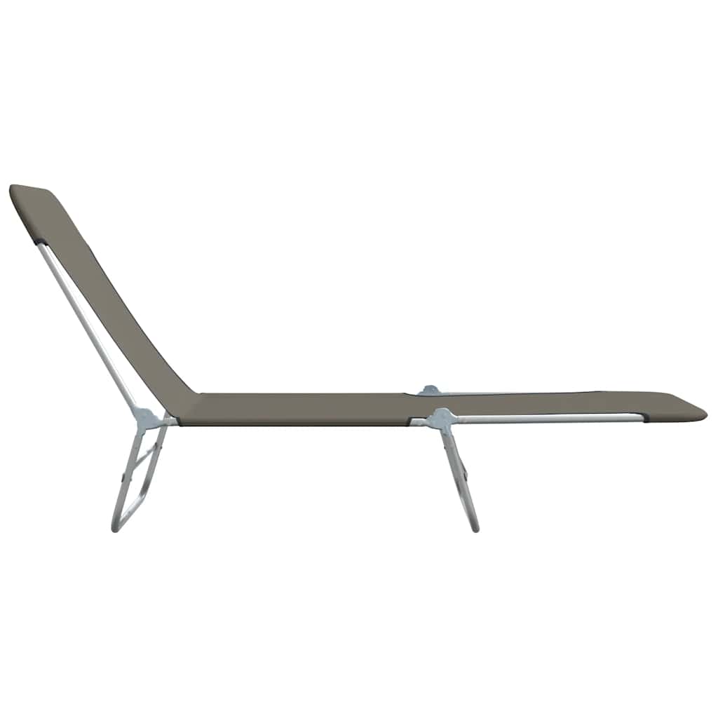 Folding Sun Loungers 2 pcs Steel and Fabric Grey