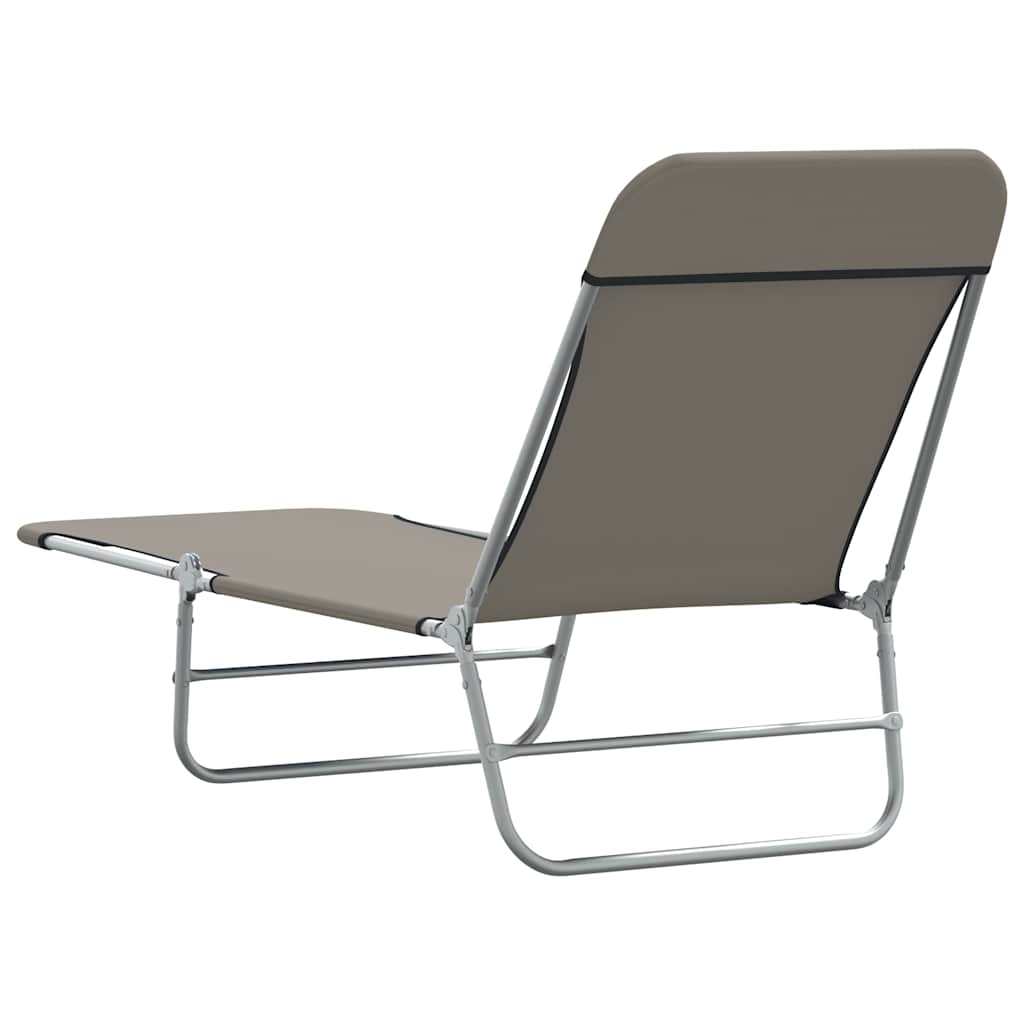 Folding Sun Loungers 2 pcs Steel and Fabric Grey