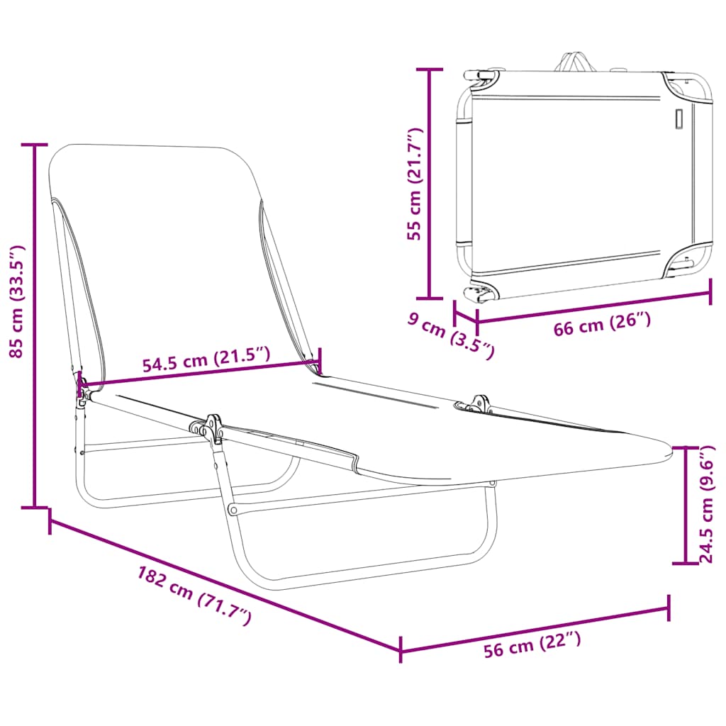 Folding Sun Loungers 2 pcs Steel and Fabric Grey
