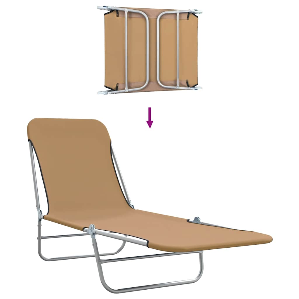 Folding Sun Loungers 2 pcs Steel and Fabric Taupe