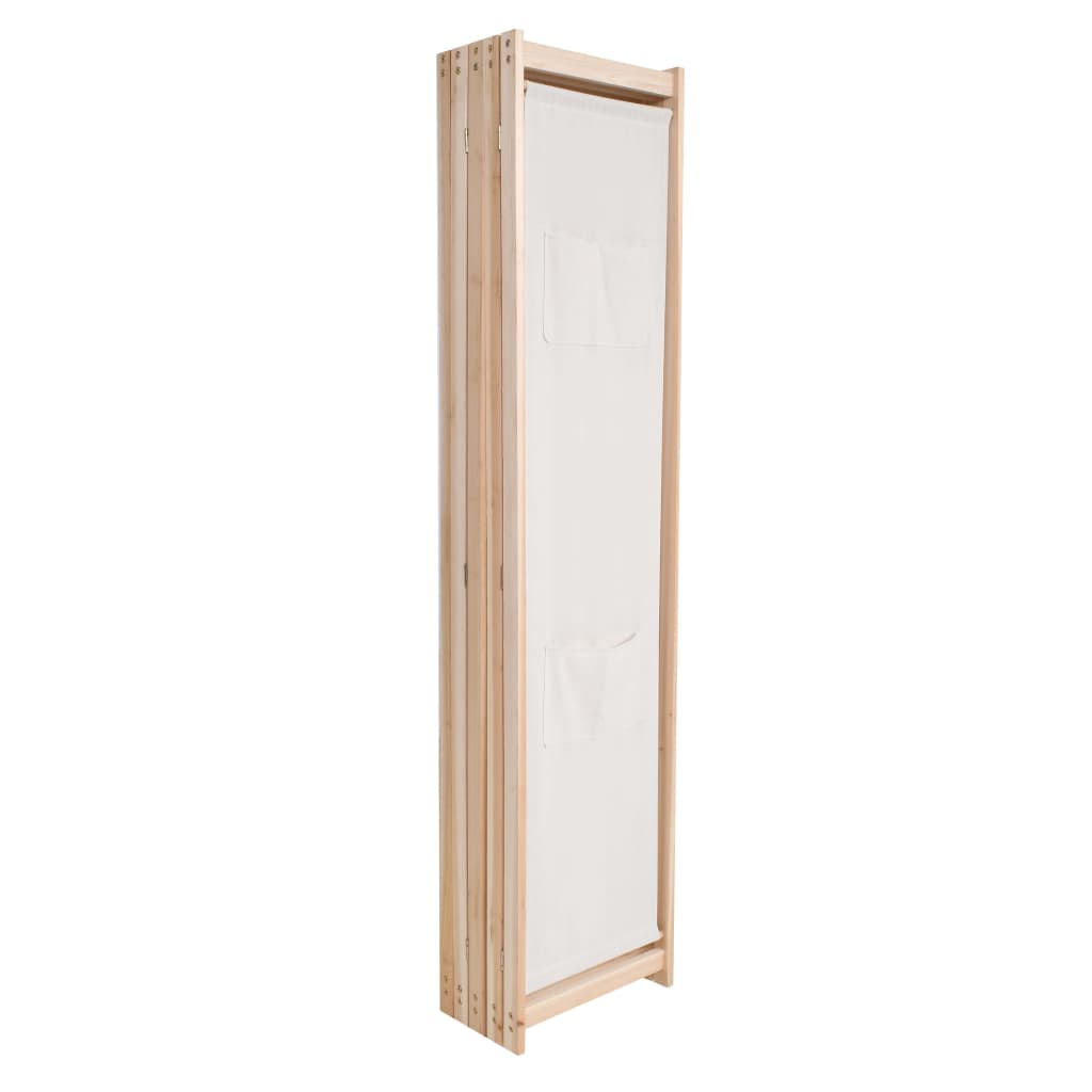 5-Panel Room Divider Cream 200x170x4 cm Fabric