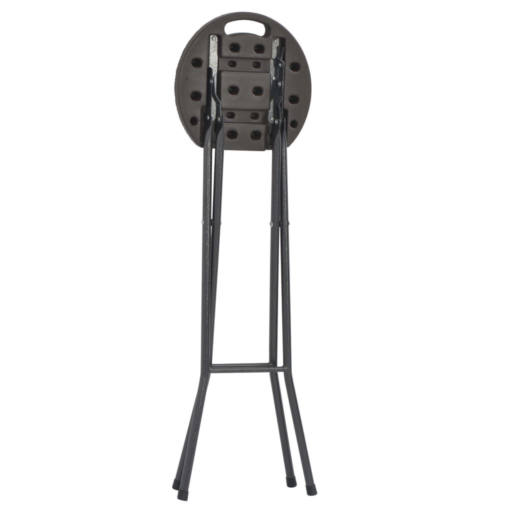Folding Bar Stools 2 pcs HDPE and Steel Brown Rattan Look
